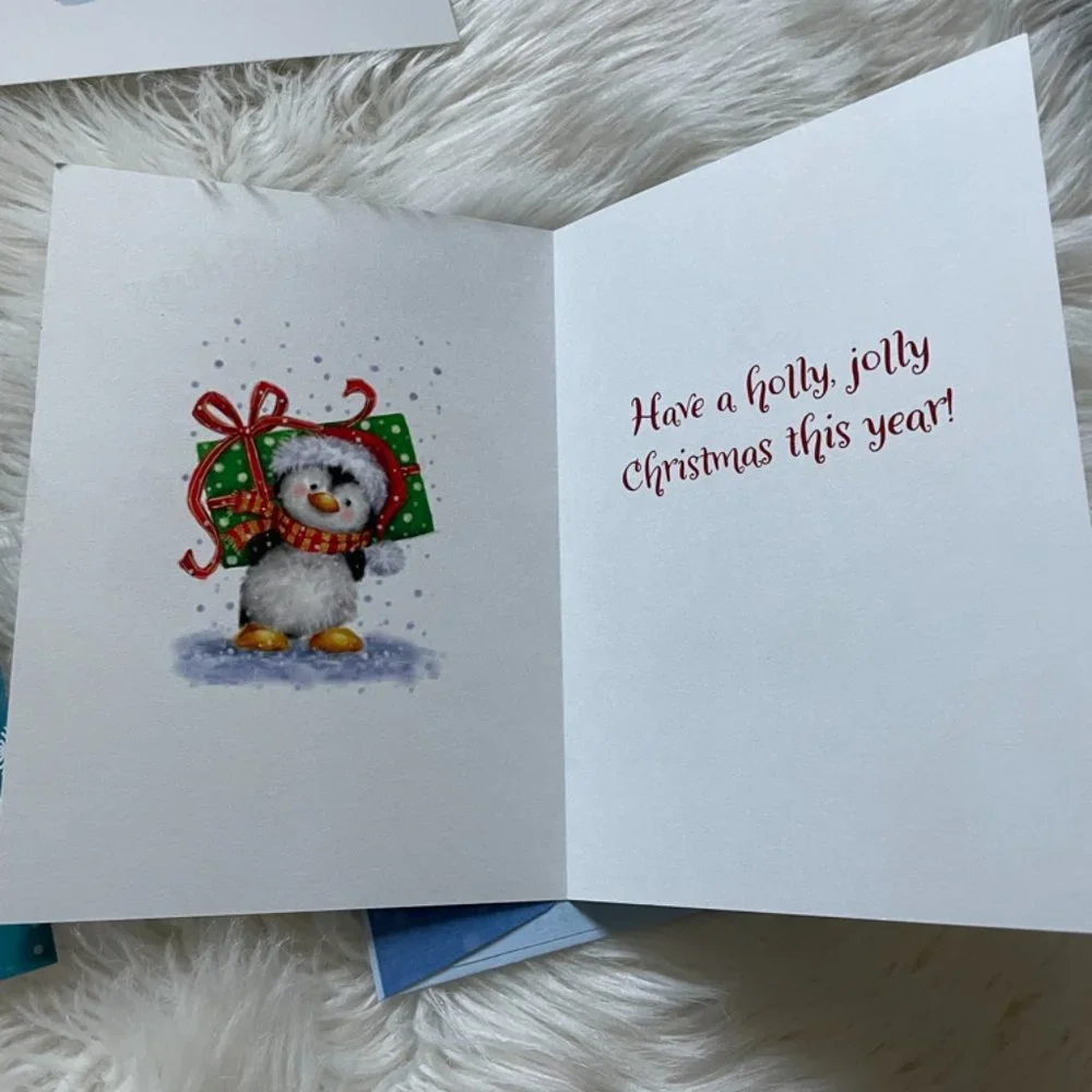 Holiday Card set 16 cards w/ matching envelopes, 14 to/from, 12 envelope seals